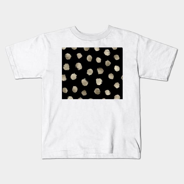 Black onyx - golden dots Kids T-Shirt by hamptonstyle